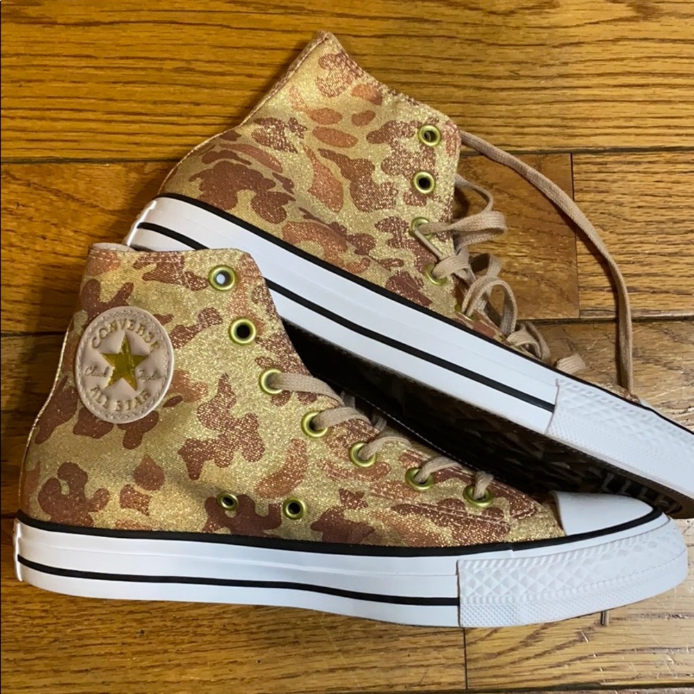 Converse Camouflage High-Top Sneakers - Brown and Gold